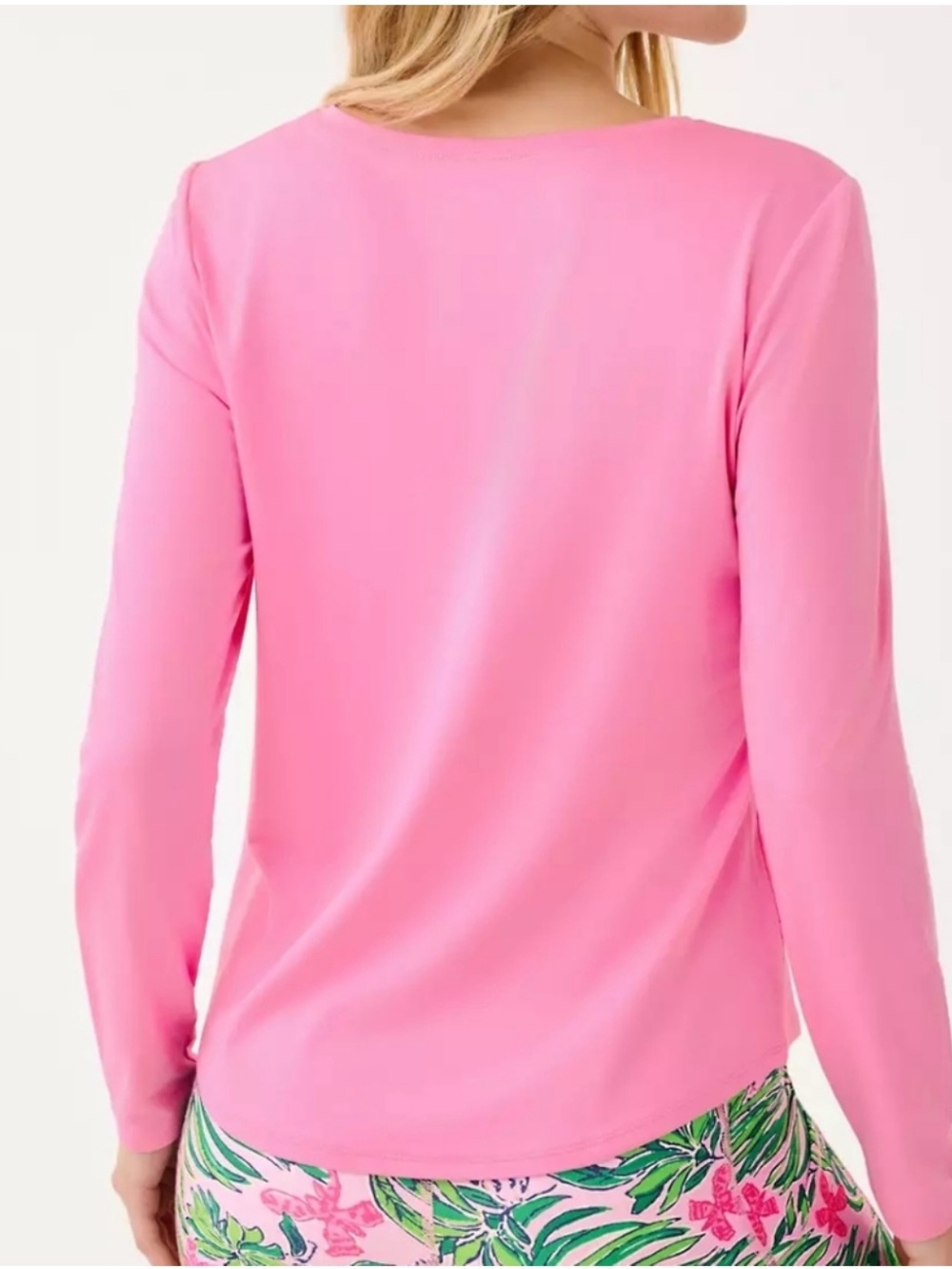 Lilly Pulitzer Luxletic Westley Long Sleeve Tee UPF 50+, Confetti Pink, M - Picture 8 of 9